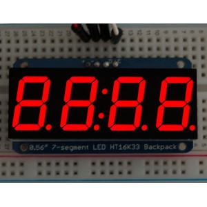 Adafruit 0.56" 4-Digit 7-Segment Display w/I2C Backpack - Red - 